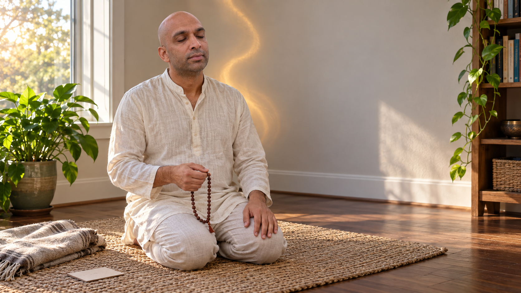 DhyaanGuru performing personal japa with a mala