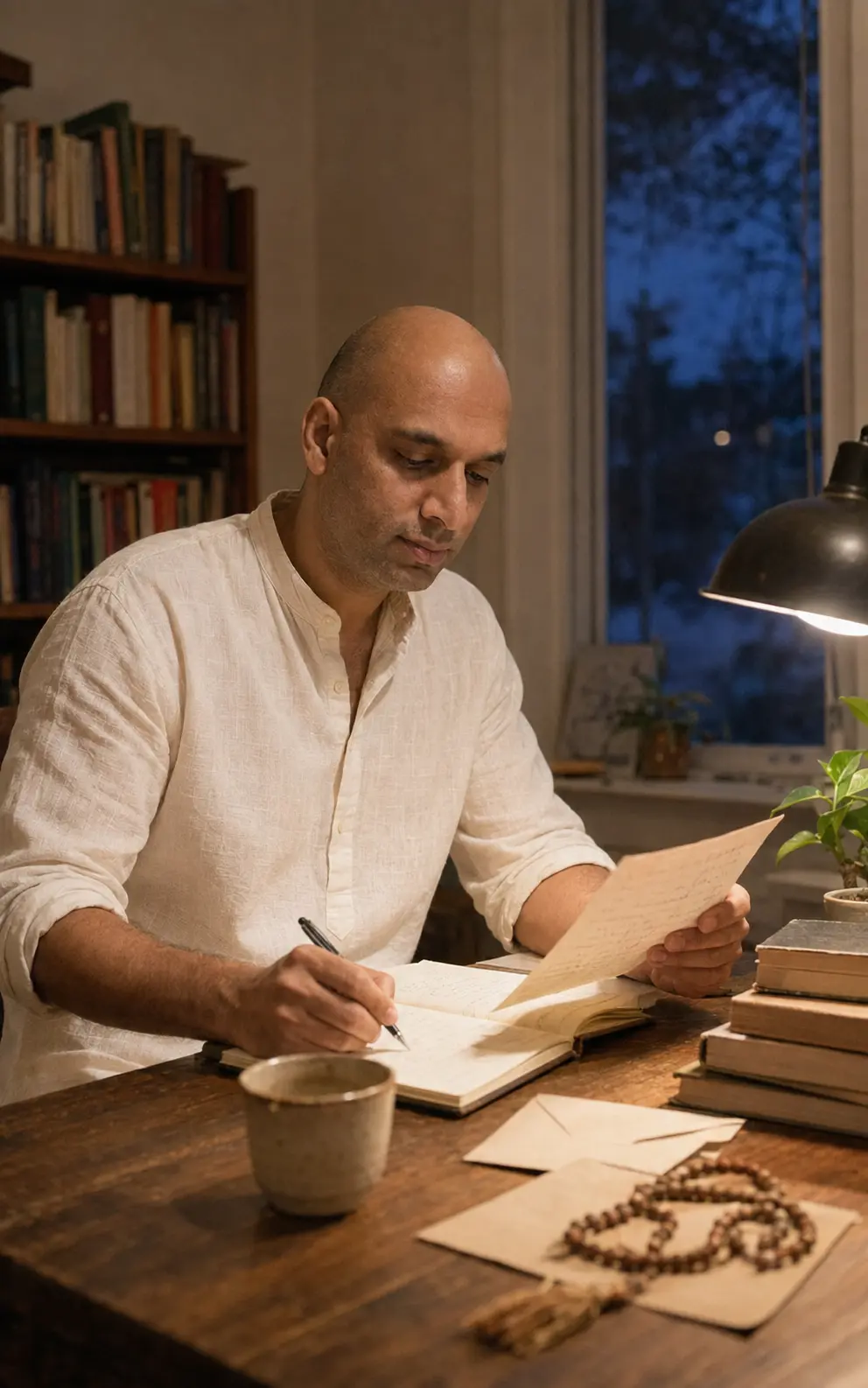 DhyaanGuru writing personal spiritual guidance by hand